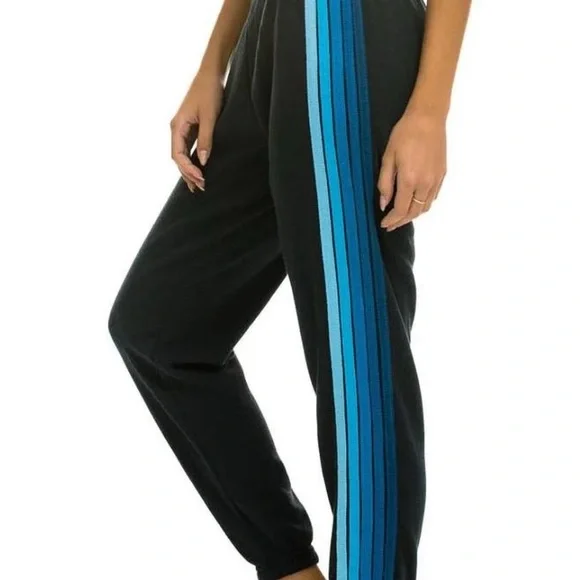 Aviator Nation navy and Blue  stripes sweatPants - Picture 3 of 6